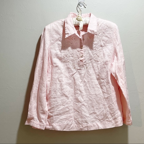 SOFT SURROUNDINGS Women’s Pink Linen Sequin Tunic